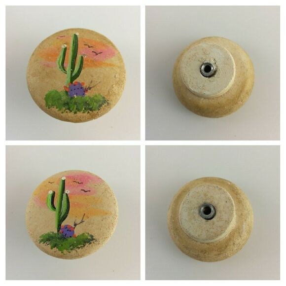 10 Southwestern clay hand-painted cabinet pulls - Picture 4 of 16